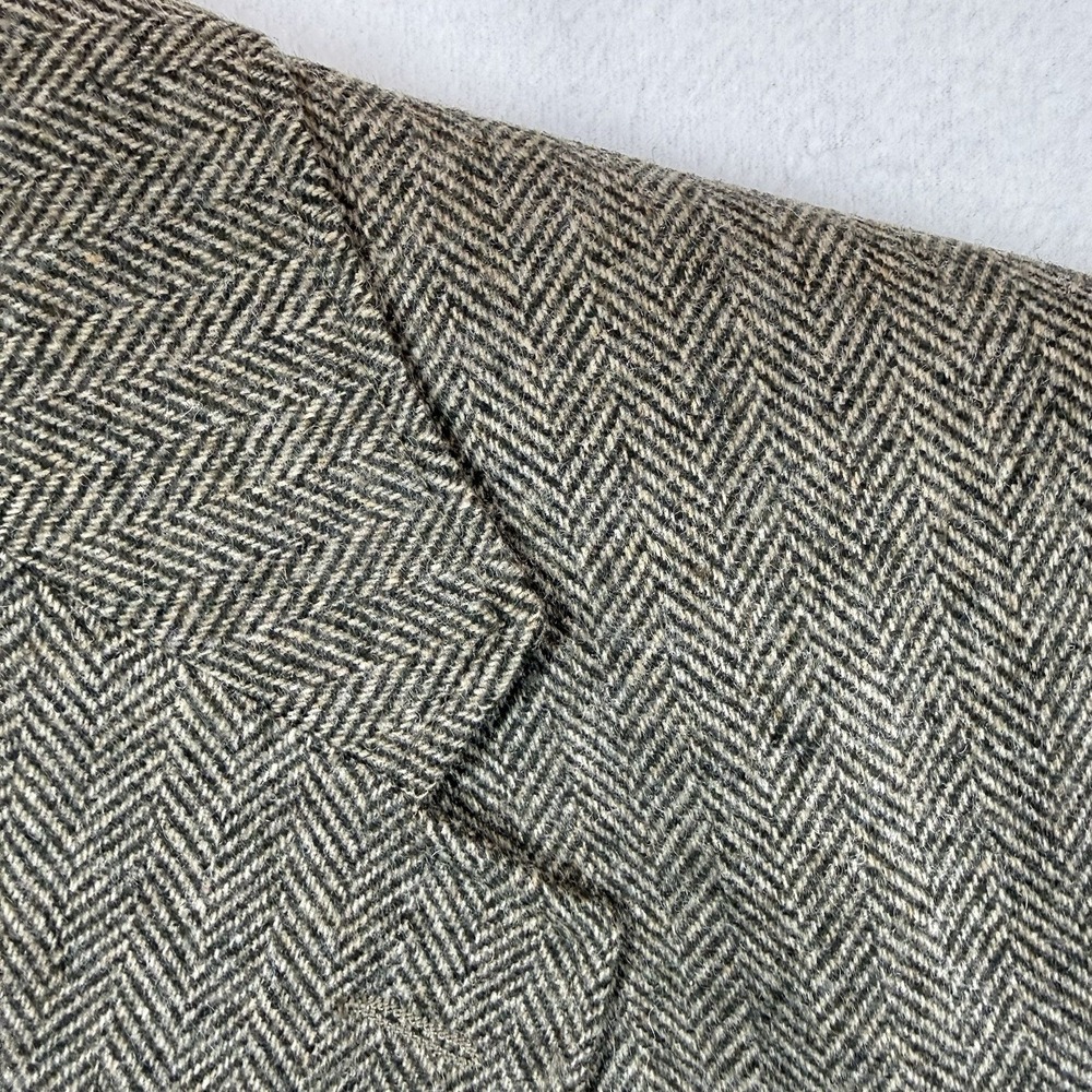 Lands' End Blazer Mens 44L‎ Herringbone Wool Sport Coat USA Made Classic - Picture 3 of 16